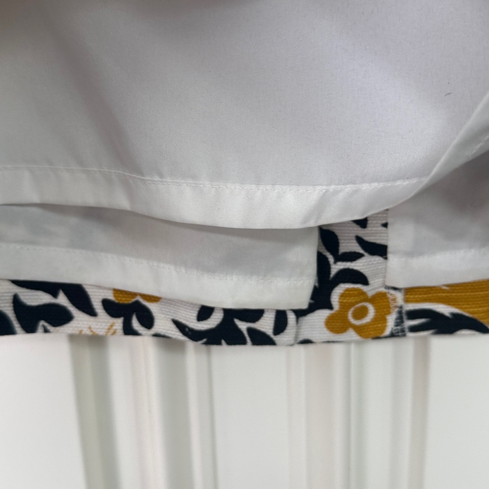 Ann Taylor Factory Women's Floral Bird Print Skirt in Mustard and Navy 4 - Picture 4 of 10